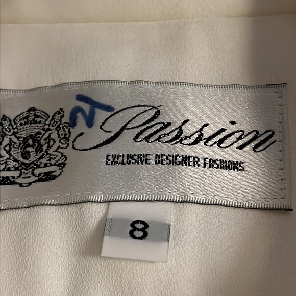 Passion exclusive‎ designer fashions ivory black trim blazer suit jacket Sz 8 - Picture 6 of 6